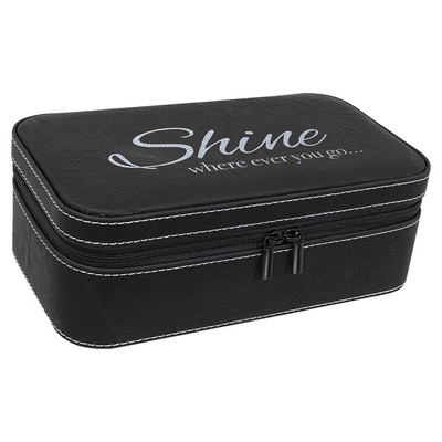 7.5" X 4.5" Black/Silver Leatherette Jewelry Box