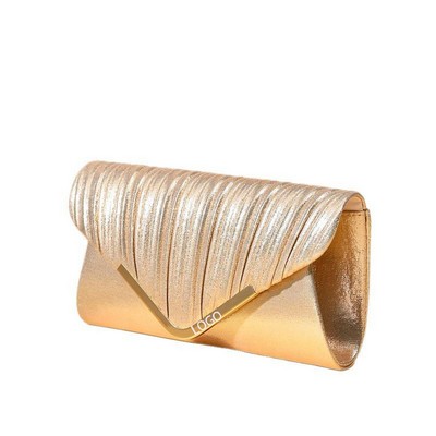 Dazzling Golden Pleated Clutch Bag