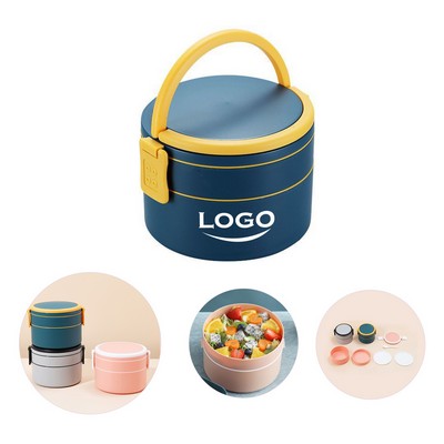 Circular Double-Layer Portable Lunch Box.