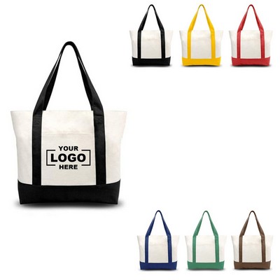 Canvas Tote Bag with an External Pocket