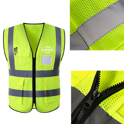 Reflective Safety Vests High Visibility Mesh Construction Vest