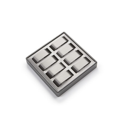 Silver Gray Leatherette 8 Watch Tray