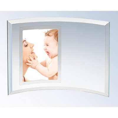 Curved Glass/Silver Vertical Picture Frame (7"Wx5"H; Photo 2"Wx3"H)