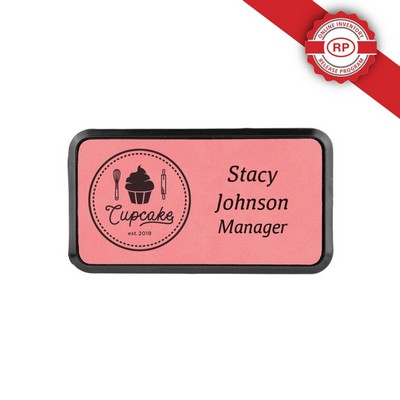 Laser Engraved Leatherette Framed Badge 3" x 1 1/2"
