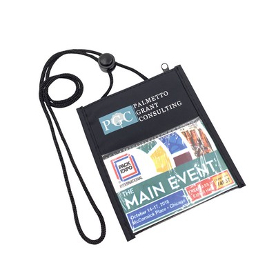 Neck Wallet with Two Pockets, Rear pen holder & Zipper