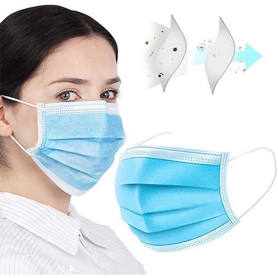Disposable Light Blue Face Masks - Blank Goods