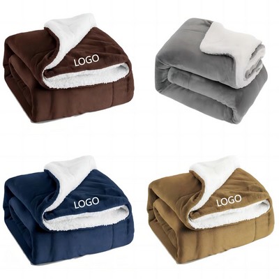 Sherpa Lamb Plush Blanket With Thickened Double-Layer Flannel Blanket