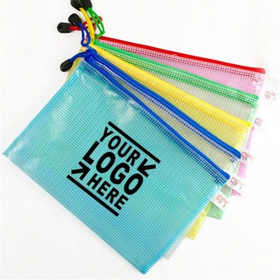 PVC Mesh Grid Zipper Pencil Pouch