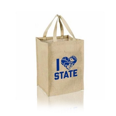 Jute Grocery tote with Cotton Webbed Handles.