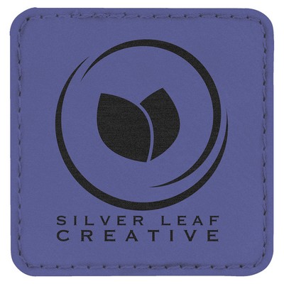 2.5" x 2.5" Square Purple Leatherette Patch with Adhesive