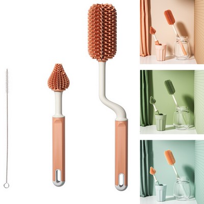 3-piece Silicone Baby Bottle Cleaning Brush Kit with Rotating Handle