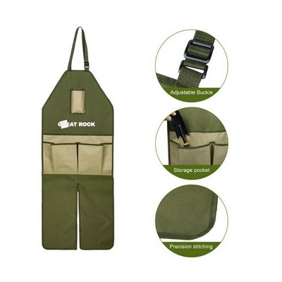 Gardening Apron Adjustable Legs Waterproof Apron with 6 Release Pockets