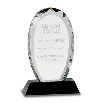 Crystal Gem Cut Oval Award on Black Crystal Base, 7-1/4"H