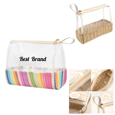 Sustainable Straw - PVC Blend Cosmetics Organizer Pouch