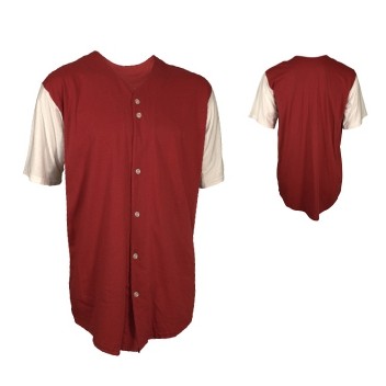 Youth Full Button Pro-Style Textured Mesh Baseball Jersey Shirt w/ Contrasting Sleeve
