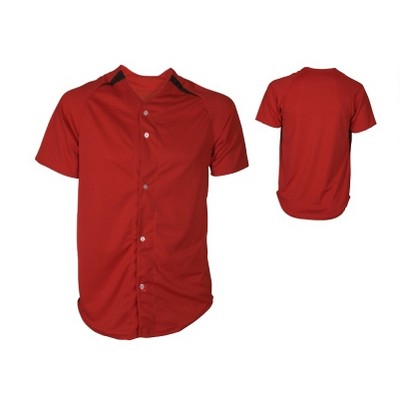 Youth Cool Mesh Pro-Style Full Button Baseball Jersey Shirt w/ Contrast Front Insert