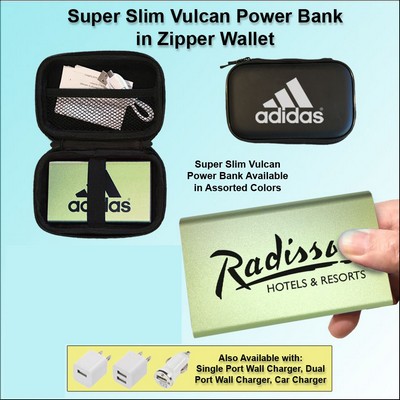 Super Slim Vulcan Power Bank Zipper Wallet Gift Set 4000 mAh - Green No Extra Tariff