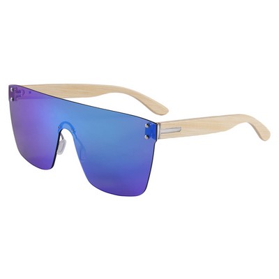 Bamboo Sunglasses - Green Mirror Lenses - Metal Hinges