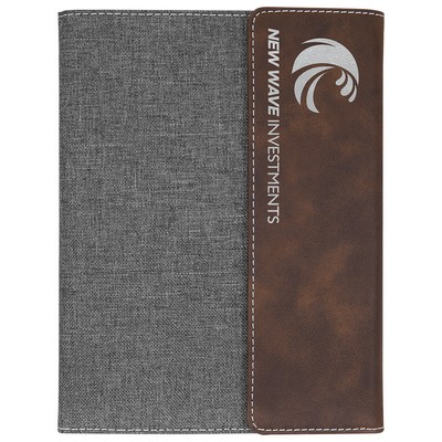 7" x 9" Rustic & Silver Leatherette & Gray Canvas Portfolio