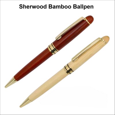 Sherwood Bamboo Ball pen. "Rosewood" or Light Wood" No Extra Tariff
