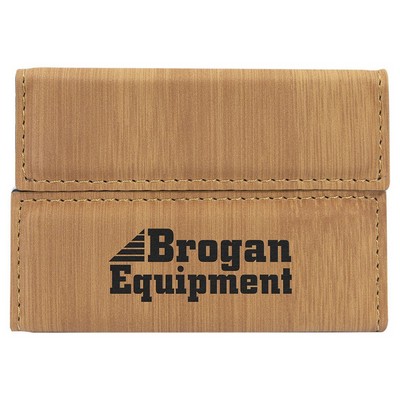3 3/4" x 2 3/4" Bamboo Leatherette Hard Business Card Holder