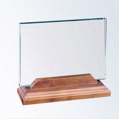 Horizontal Rectangle Award w/Beveled Walnut Base - Small