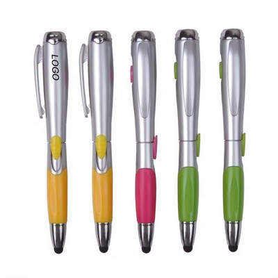 3 in 1 Stylus Ballpoint Pen With Led Flashlight