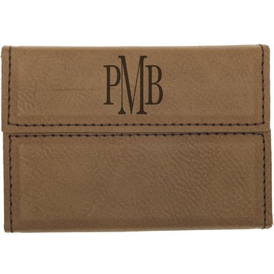 Dark Brown Leatherette Hard Business Card Holder