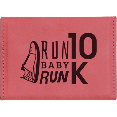 3.75" x 2.75" Pink Leatherette Hard Business Card Holder
