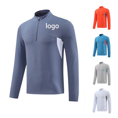 Fitness Long Sleeved Running Speed Dry Men's Top Half Zipper High Elasticity Sweatshirt
