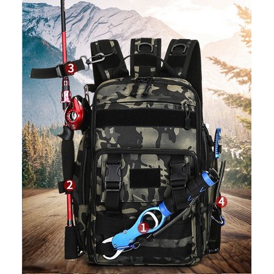 Small Fishing Backpack with Rod Holder, Water-Resistant Tackle Backpack