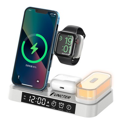 4 In 1 Foldable Wireless Charge Station W/A Light