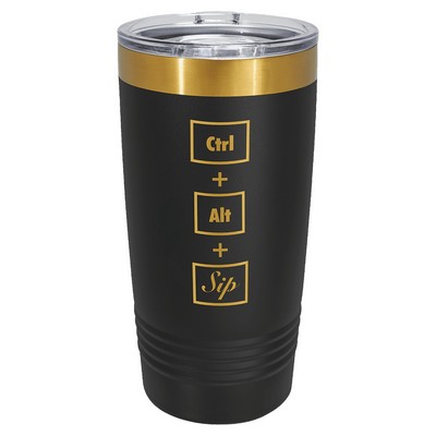 PC 20 oz. Black/Bright Gold ION-Plated Ringneck Tumbler