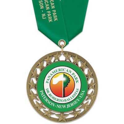 2-3/4" RS14 Full Color Medal w/ Satin Neck Ribbon