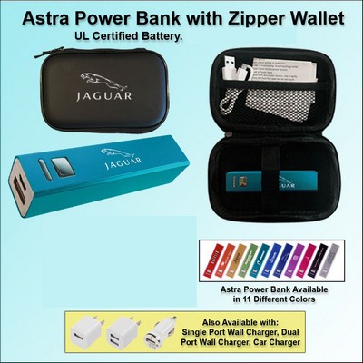 Astra Power Bank Gift Set in Zipper Wallet 2000 mAh - Aquamarine No Extra Tariff