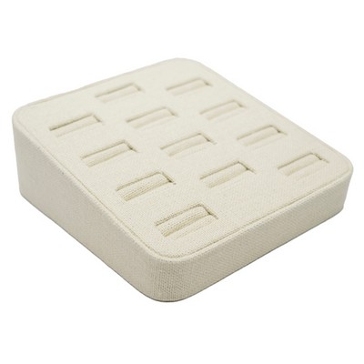 18 Slot Beige Linen Ring/Cufflink Tray Jewelry Display