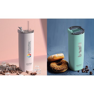 20 Oz. Asobu Aqualina Dual Lid Insulated Bottle
