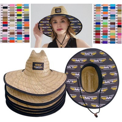 Lifeguard Straw Hat w/Custom Patch & Underneath - MOQ 25