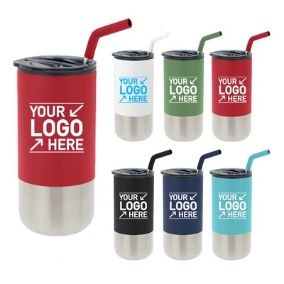 16oz Tumbler with Silicone-Tipped Straw