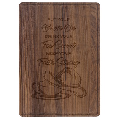 13 3/4" x 9 3/4" Walnut Cutting Board with Drip Ring