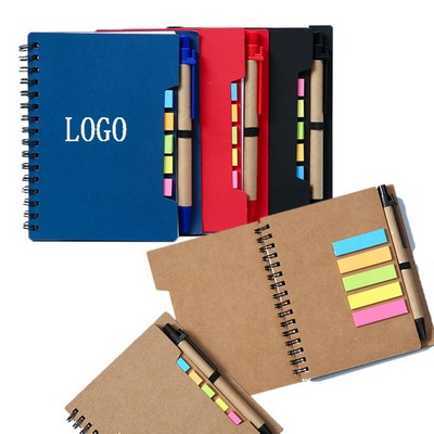 Sticky Notes Spiral Notebook With Pen