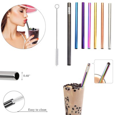 Jumbo 8.46 Inch Straight Metal Straw With Brush