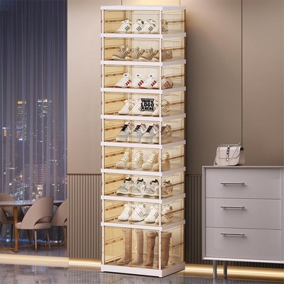 9-Tier Clear Foldable Shoe Rack Organizer
