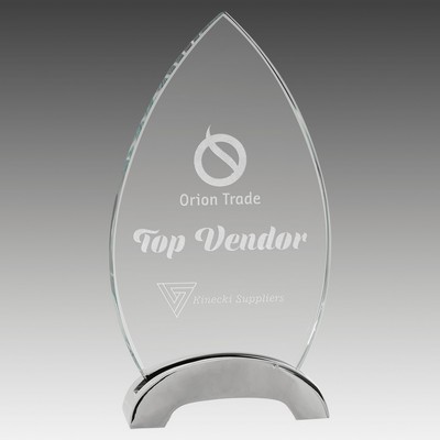 7.5" Oval Platinum Glass with Arch Metal Base