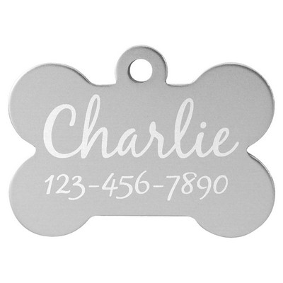 1.5" x 1" Silver Anodized Aluminum Bone Pet Tag