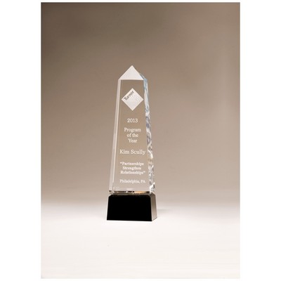Crystal Obelisk with Prism-Effect Top and Black Base