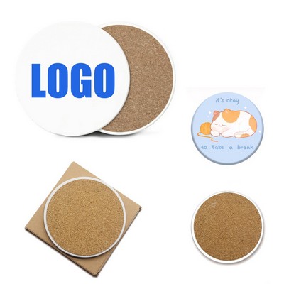Colorful Ceramic Drink Coaster with Cork Backing