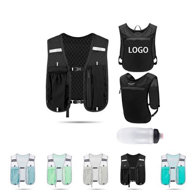 Lightweight Running Vest Hydration Backpack With 18.5 oz Water Bottle