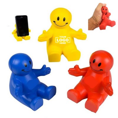 Squeezable Stress Reliever Colorful Smiley Face Phone Holder
