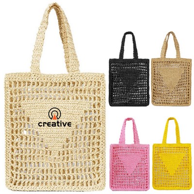 Spacious Crochet Beach Tote Bag – Straw & Mesh